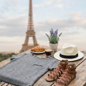 By Zoe Paris short sleeve top in size 8 cotton linen